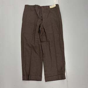 NOS Vintage 50s Brown Wool Buttonfly Trousers 36x27